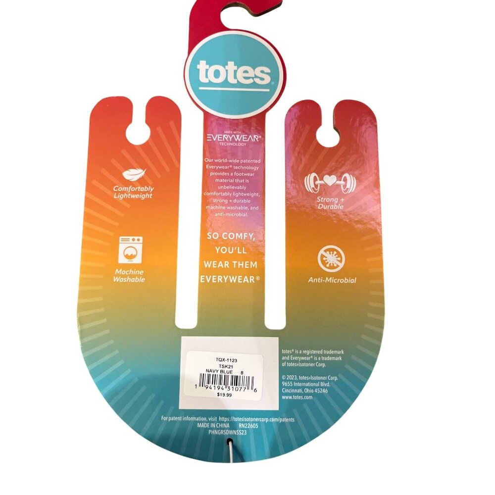 Totes Sandals Womens 8 Navy Blue Everywear Double Buckle Slide Waterproof Used - Picture 7 of 8